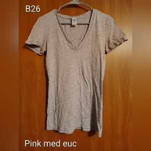PINK Victoria's Secret Light Heather Gray V-Neck Tee
